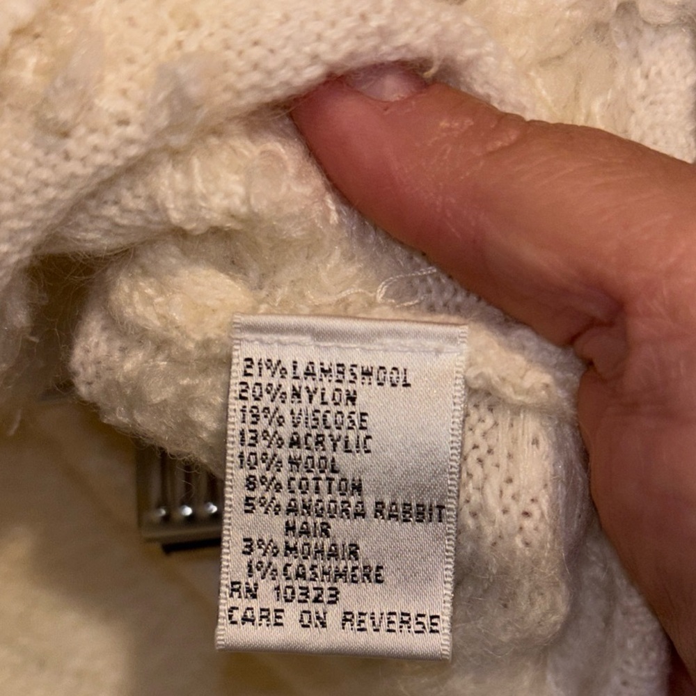 Talbots Ivory Sequin Turtleneck Sweater Wool Cash… - image 8